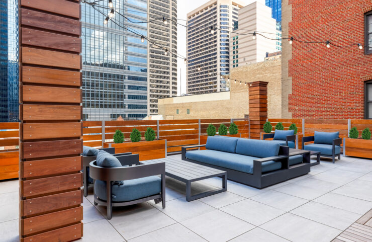 rooftop deck with an array of seating options