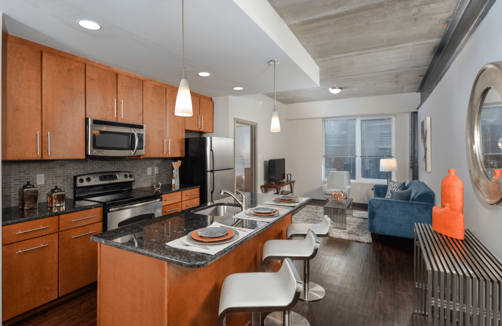 open layout concept with large kitchen