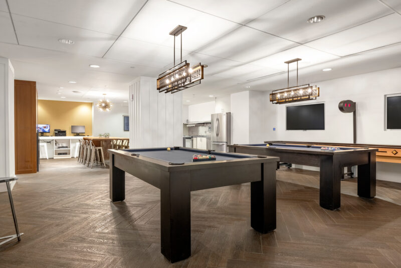 Club Level with Kitchen, Billiards, Flat-Screen TVs and Large Screen Media Room for Private Parties