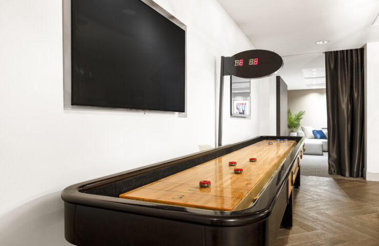 shuffleboard in the common area
