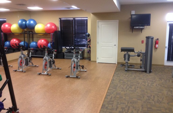 premiere fitness center with bikes and Aerobics Balls 