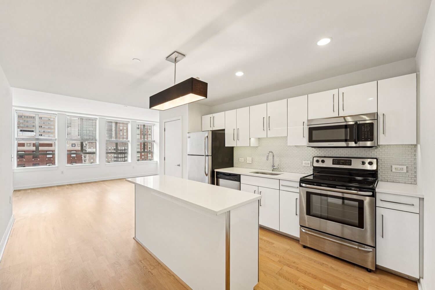 large open kitchen into the living room