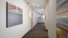 bright hallways with large colorful paintings