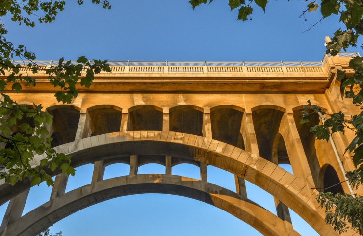 underneath shot of the 8th street bridge