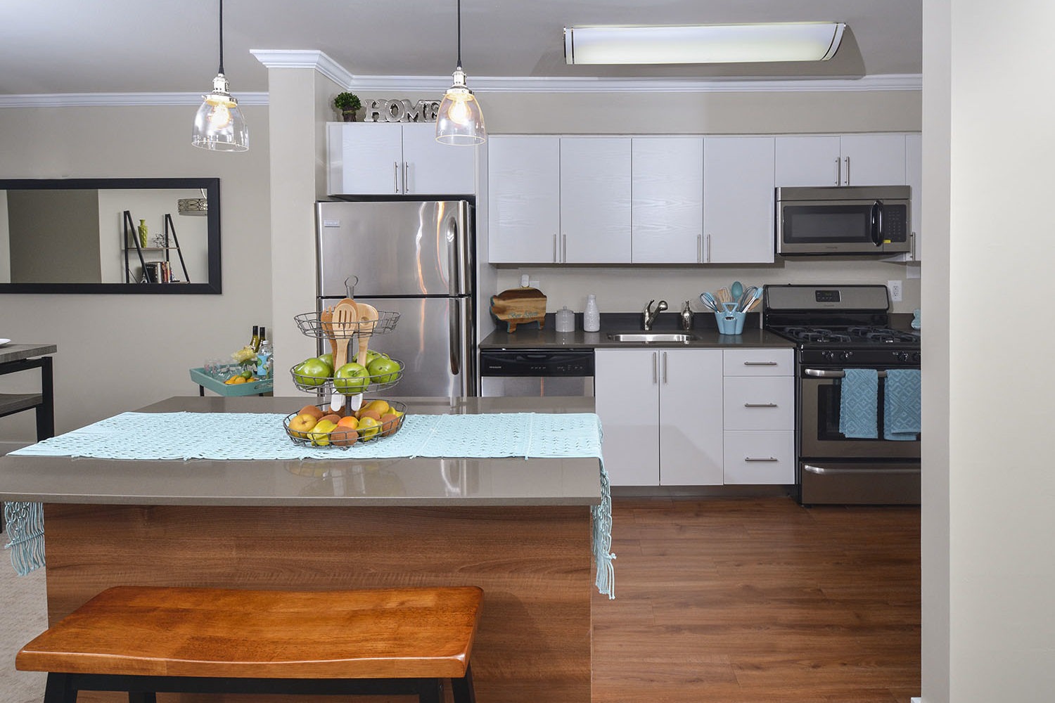 open kitchen and living room concept