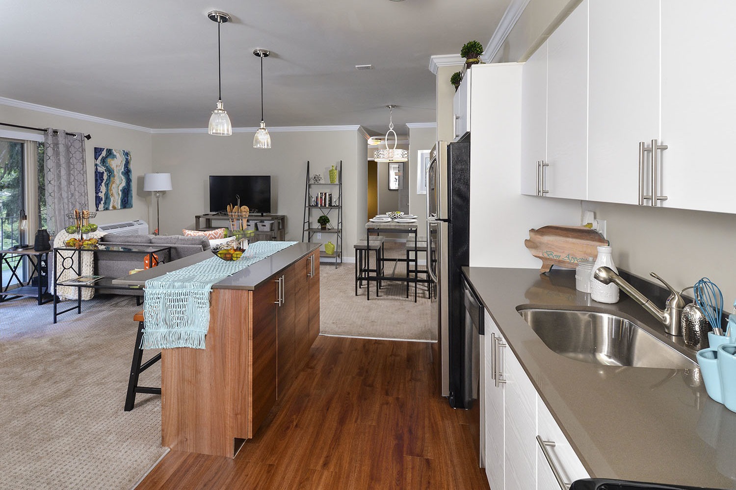 open kitchen and living room concept