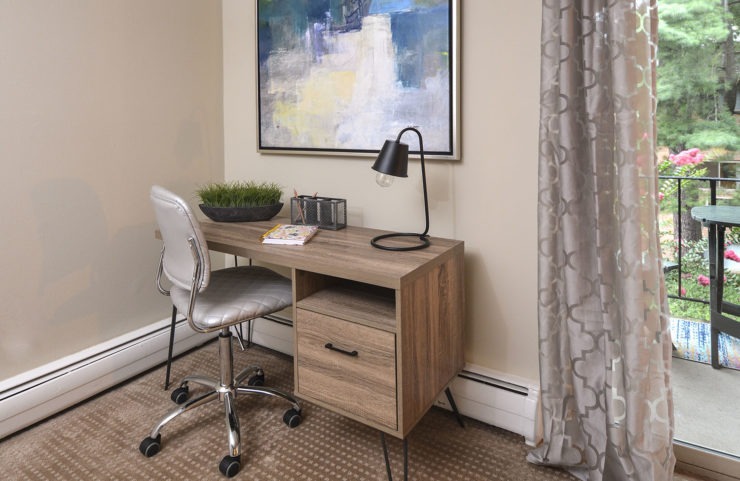 study area with desk and chair 