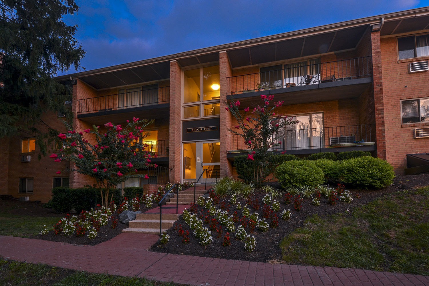 entrance to homes at night