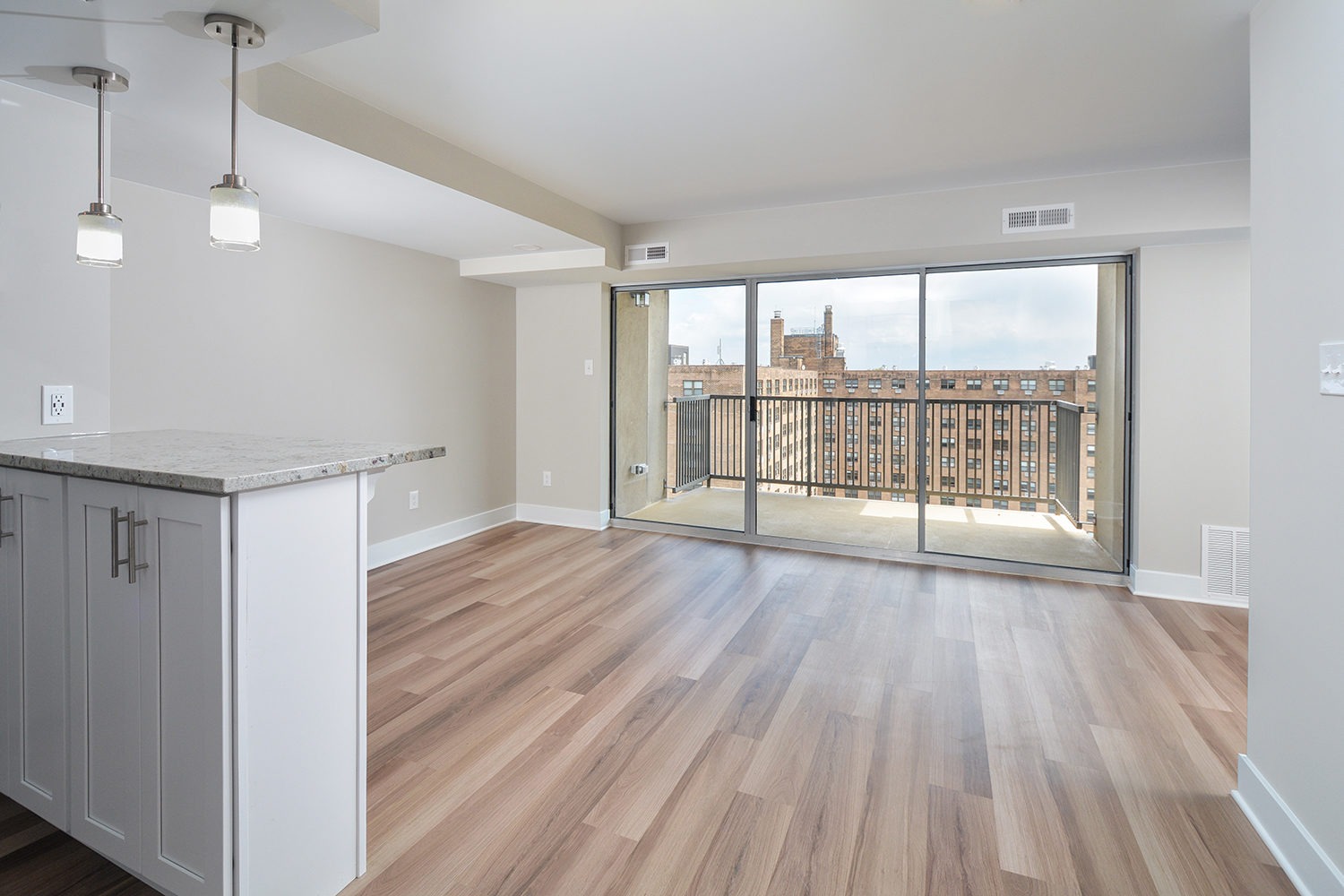 Penthouse Living Room with floor to ceiling windows with incredible views