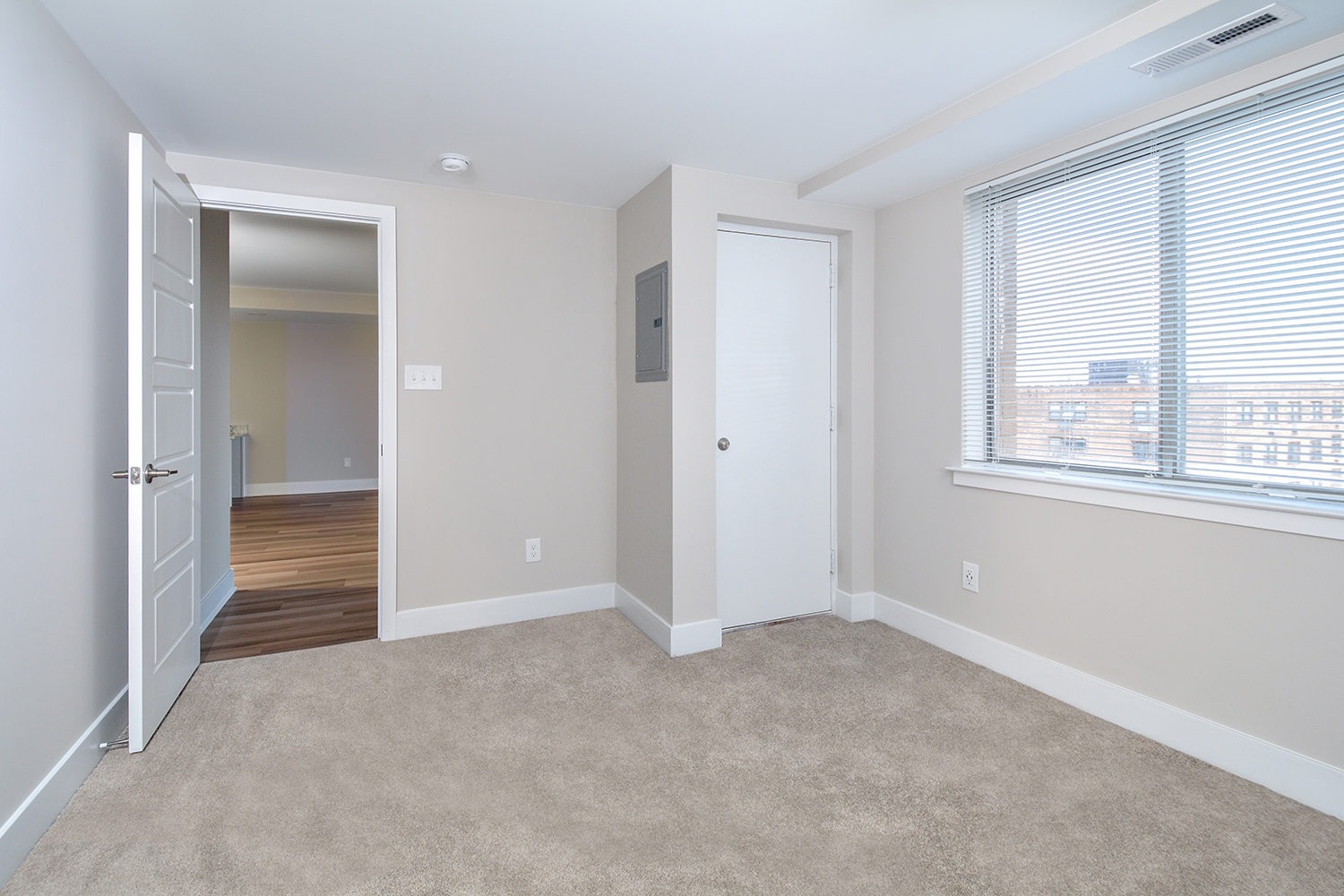 Penthouse bedroom with large windows to see the beautiful view