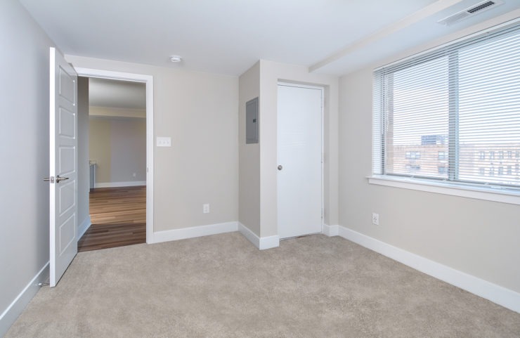 Penthouse bedroom with large windows to see the beautiful view