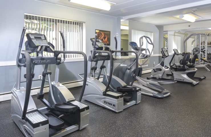elliptical machines in the fitness center 