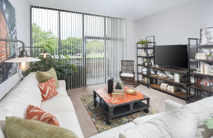 large living room with massive window to see the view 