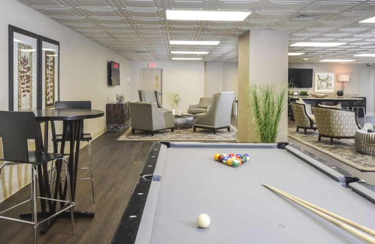 Play pool with friends in the resident lounge