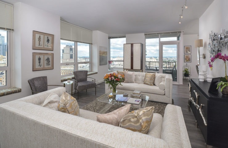 large living room with windows all around to enjoy the view 
