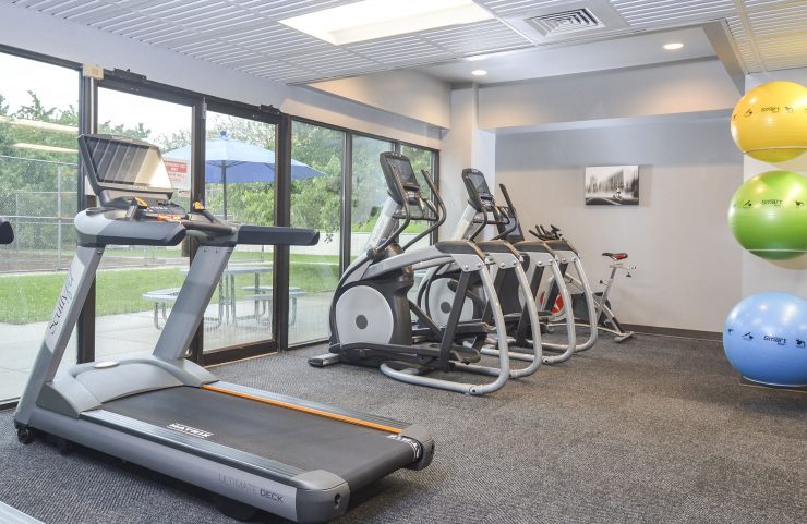 views of the outdoors while running in fitness center