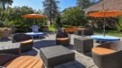 outdoor lounge area with umbrellas for shade