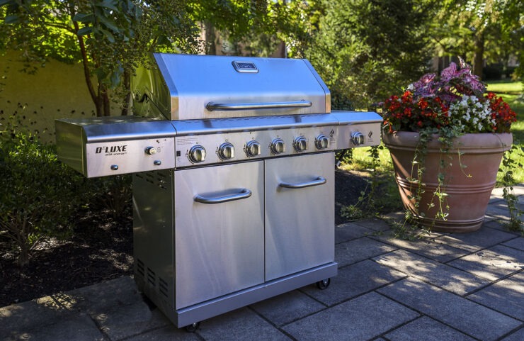 stainless steel grill on outdoor patio