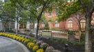 shaded courtyard with benches