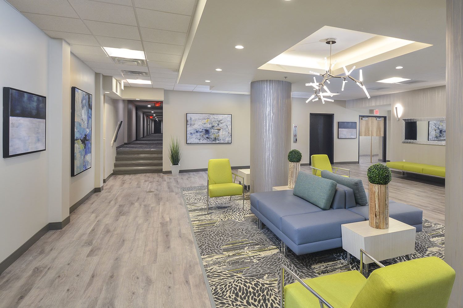 large open lobby with an array of seating