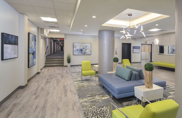 large open lobby with an array of seating