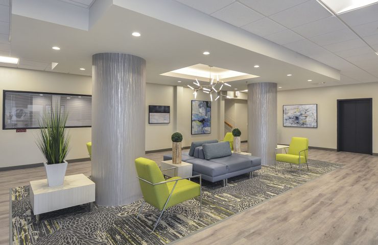 large open lobby with an array of seating