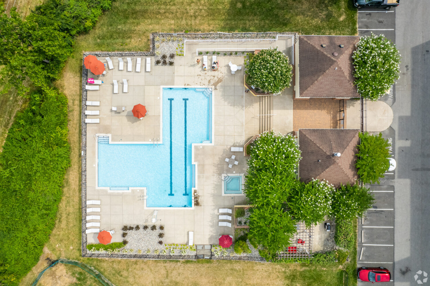 Aerial view of the pool
