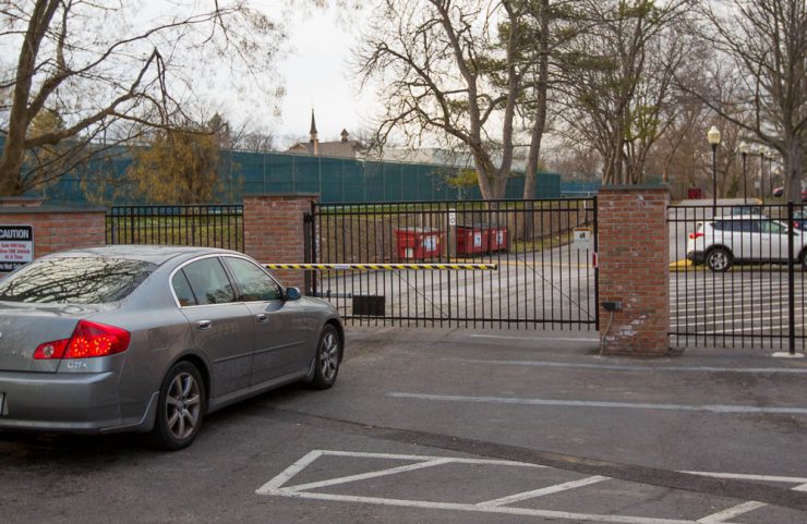gated entry into parking lot