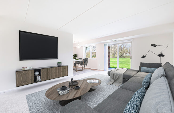 large, bright living room