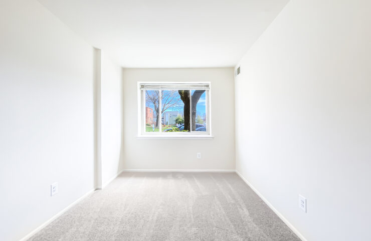bedroom with wall to wall carpet and large window