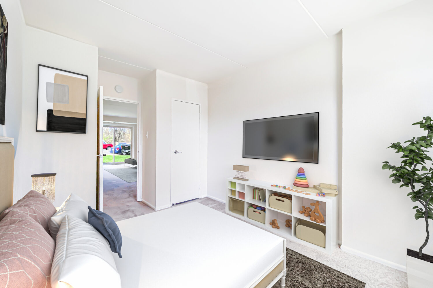 Virtually Staged Bedroom to Show Layout Option