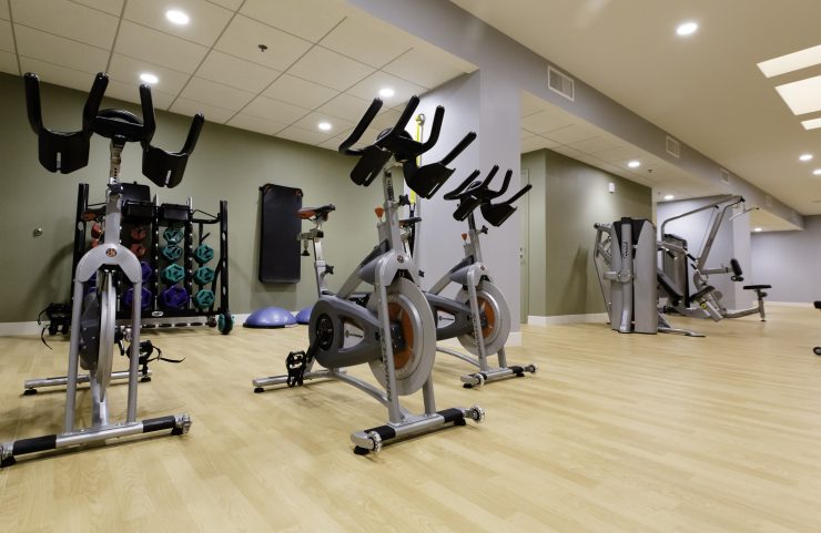 spin bikes in fitness center 