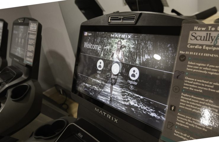 closeup of the virtual active screen on cardio equipment