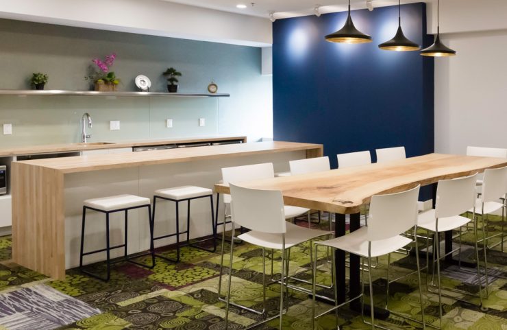 kitchen and eating area in resident lounge