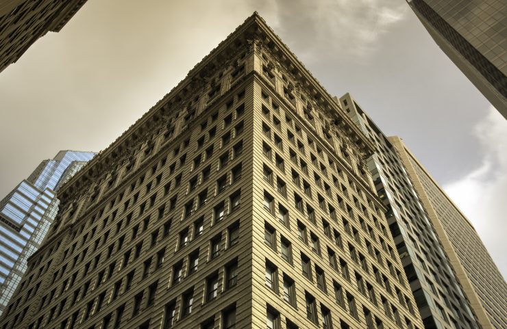 High rise building with architectural details 