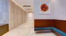 modern lobby with bench seating 