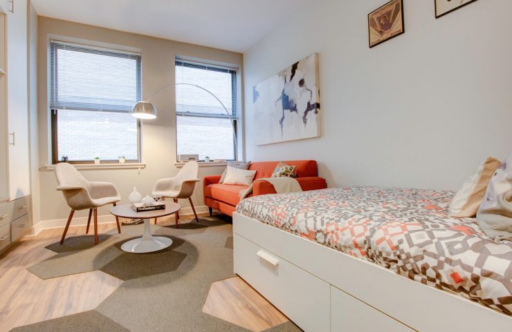 studio apartment living area 
