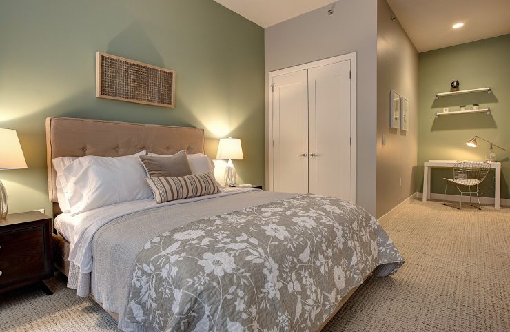 large bedroom with walk in closets 
