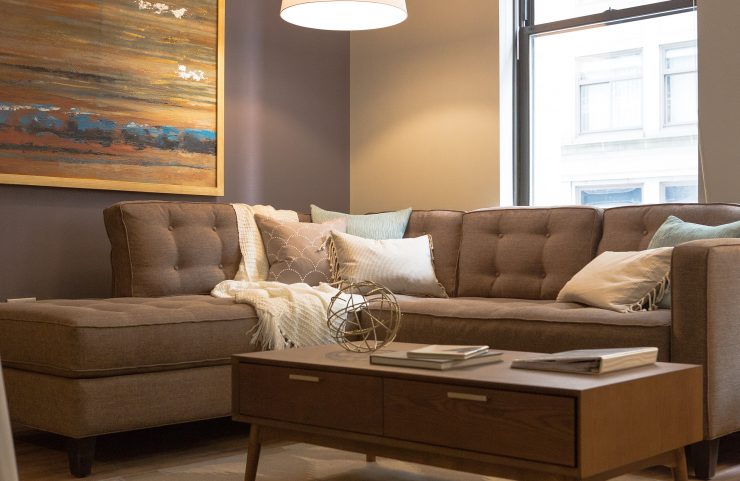 comfy sofa in living area 