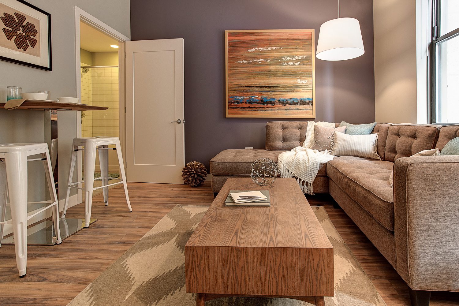 living area with large windows