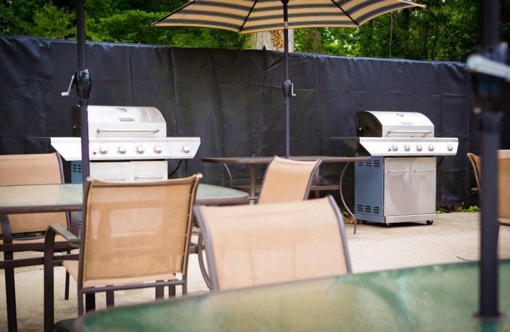 two stainless steel grills 