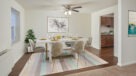 dining room with ceiling fan 