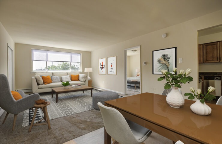 large living room with wall to wall carpet 