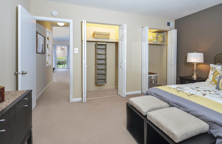 bedroom with two large closets 