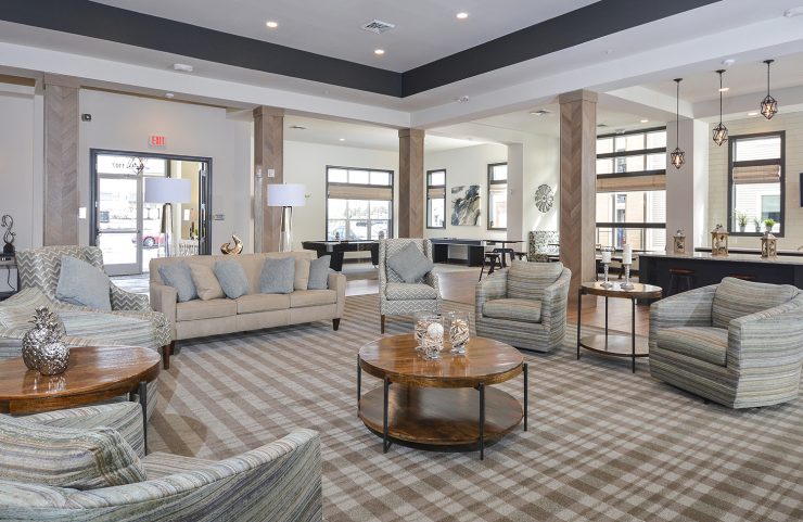 lounge area with an array of seating in the community center 