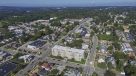 Aerial view of Hamilton Hall and surrounding area