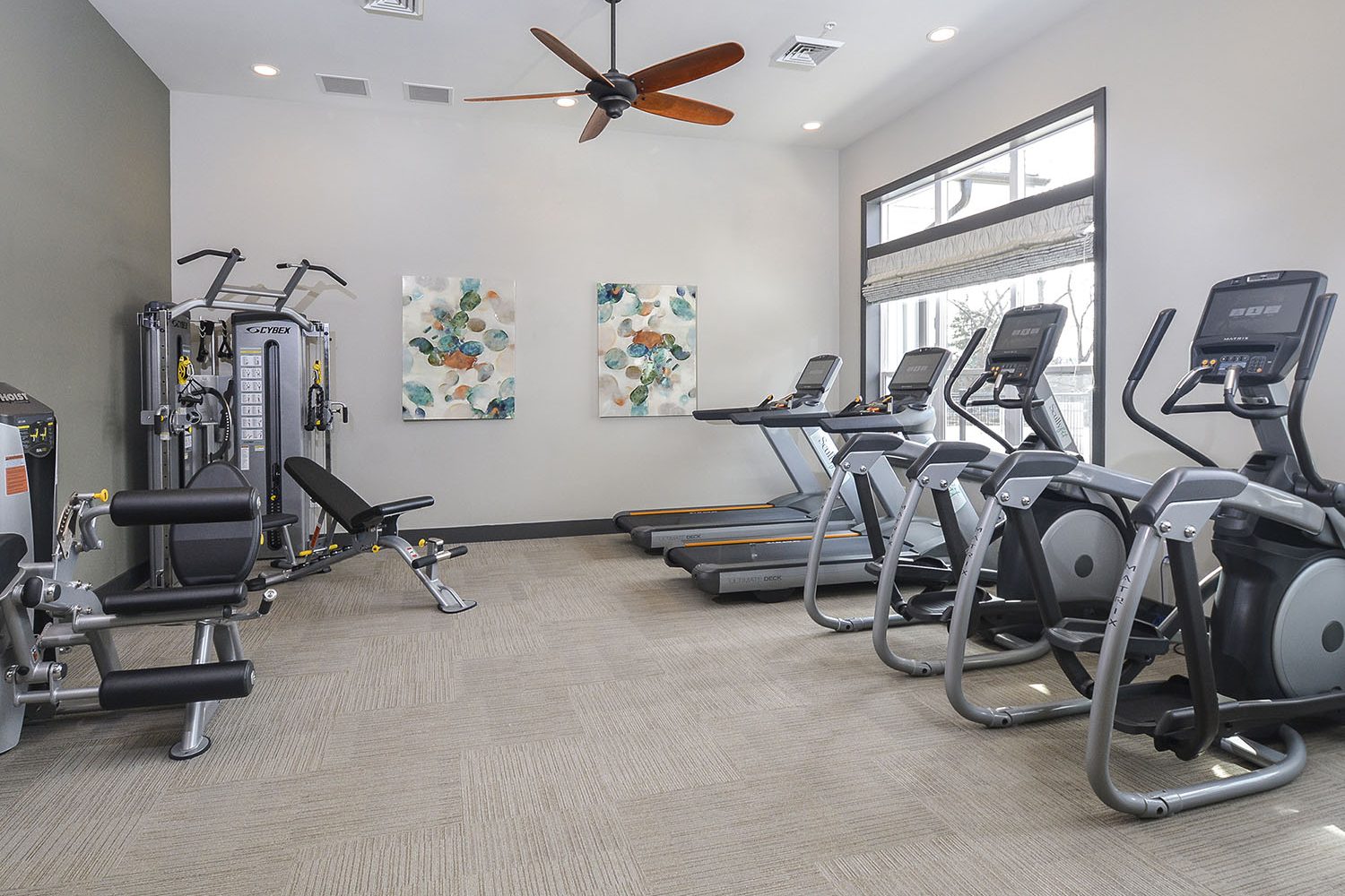 fitness center with virtual active cardio machines 