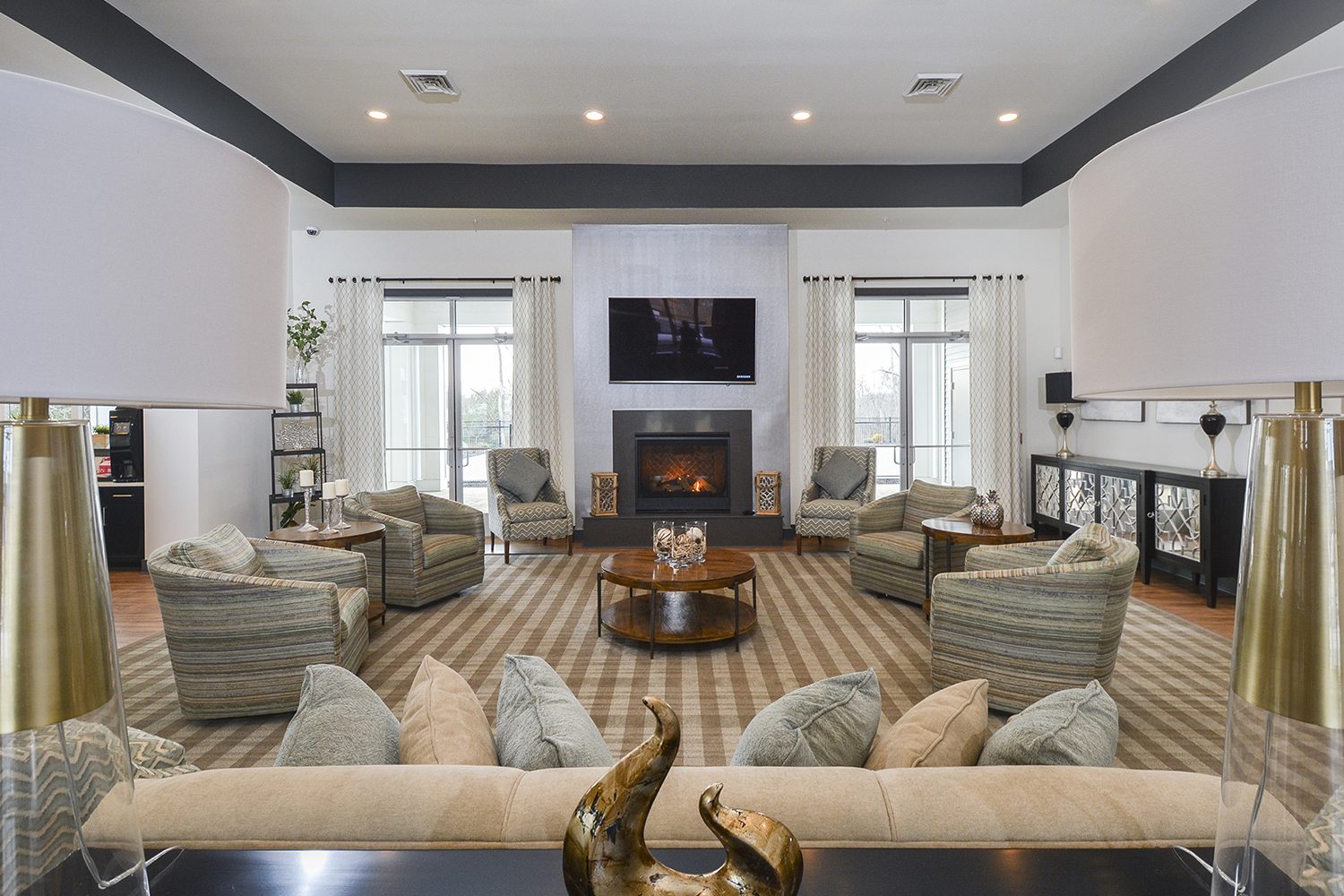 sofas and tv area in the community center 