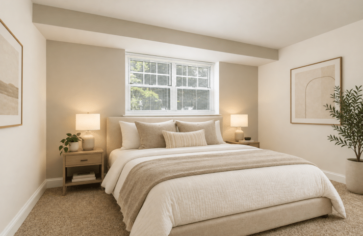 bedroom with wall to wall carpet