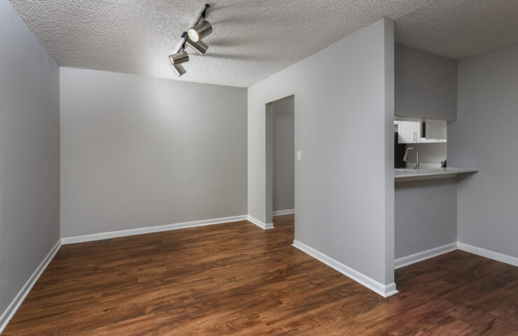dining area with plank flooring